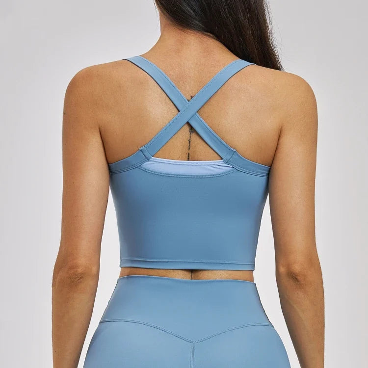 Débardeur de yoga 2-en-1 color block avec dos nageur pour femme