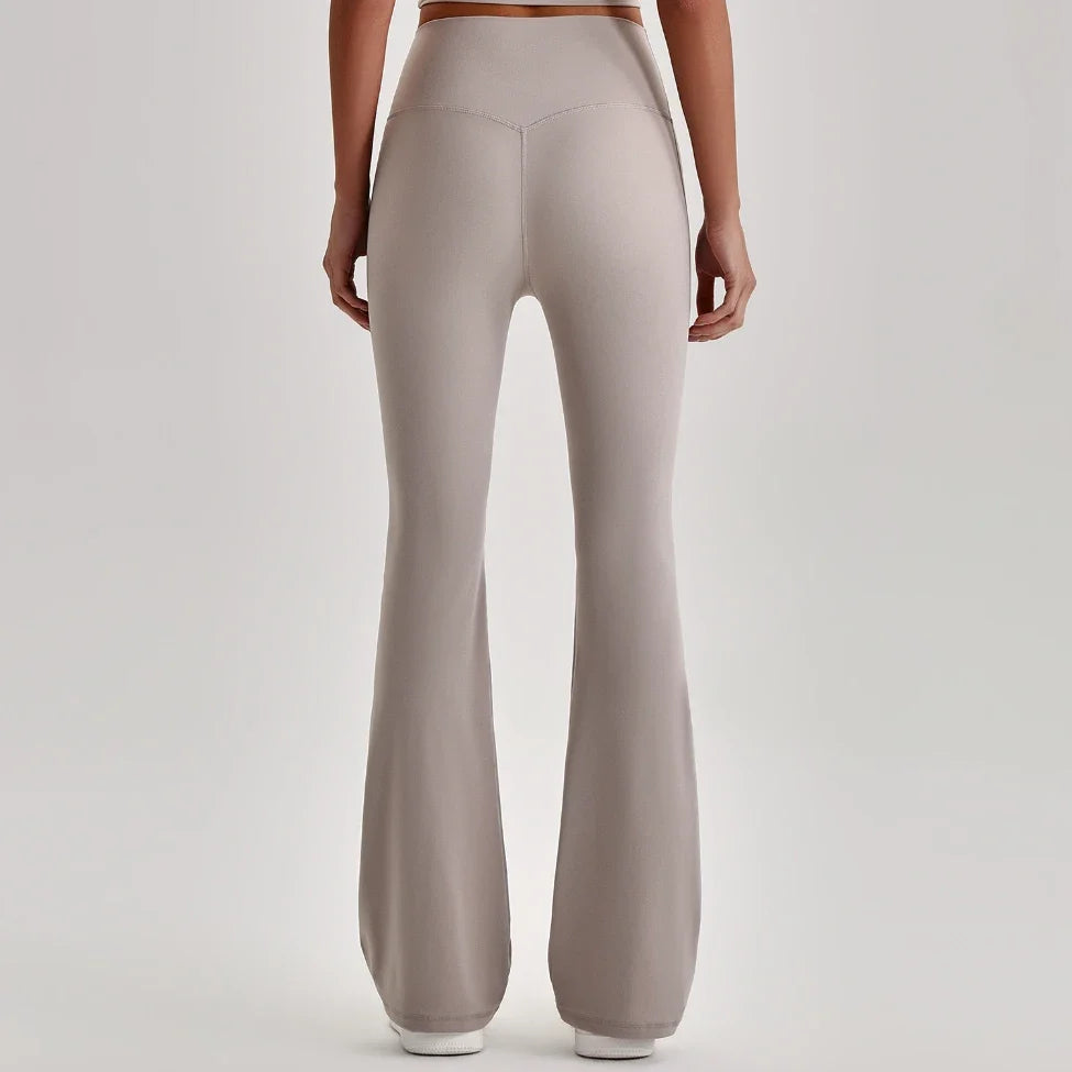 Pantalon de yoga évasé taille haute effet seconde peau