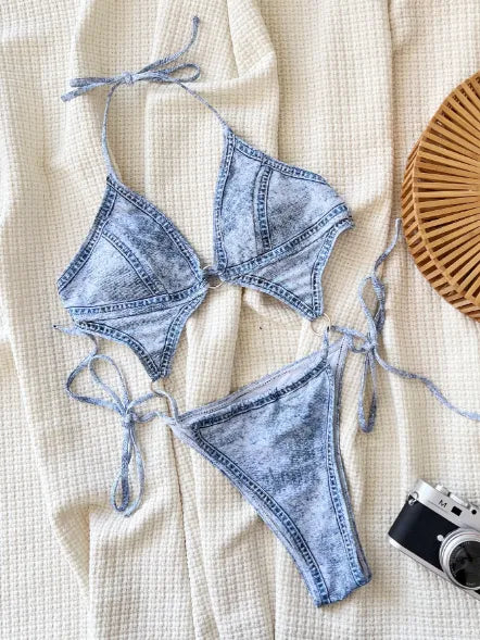Maillot de bain une pièce imprimé jean