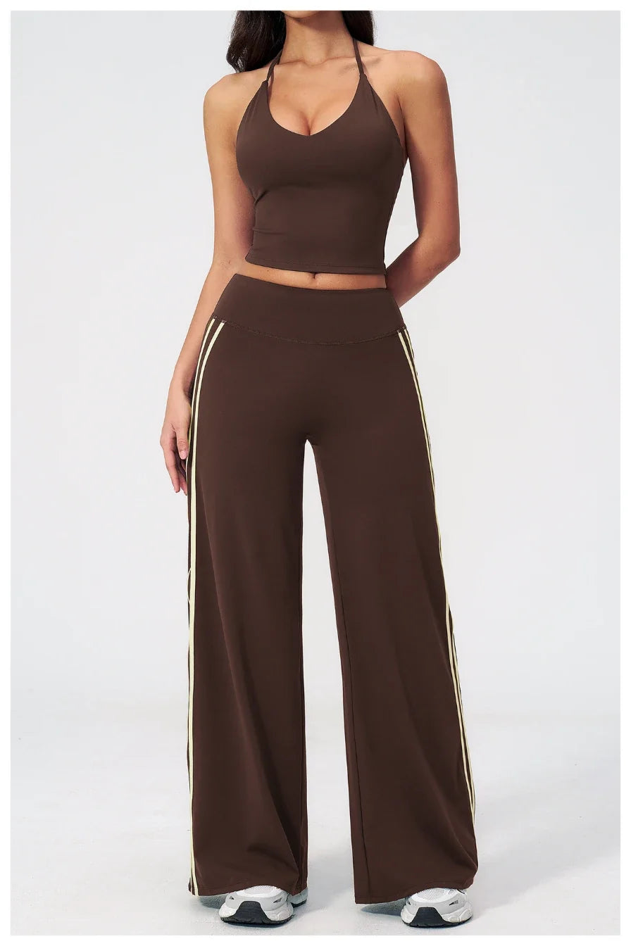 Pantalon de yoga ample color block pour femme
