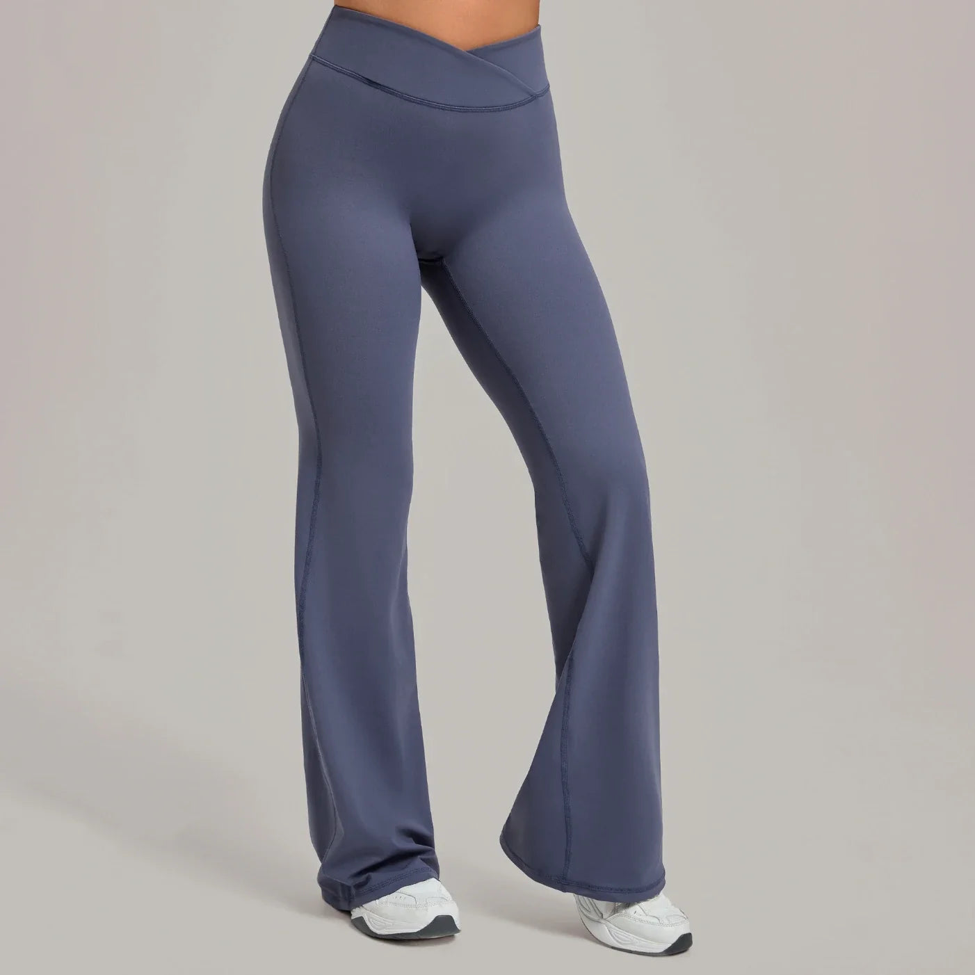 Pantalon de yoga évasé taille haute croisé pour femmes