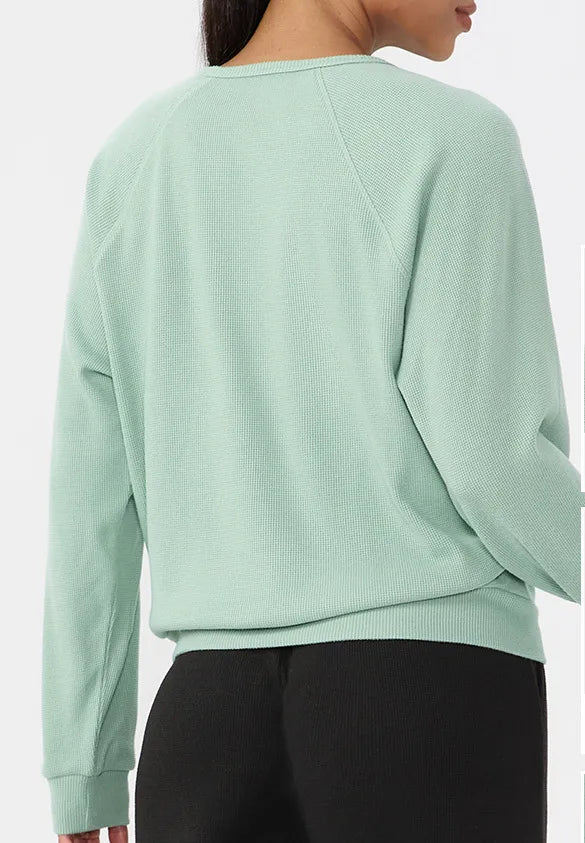 Sweat-shirt gaufré uni pour femme