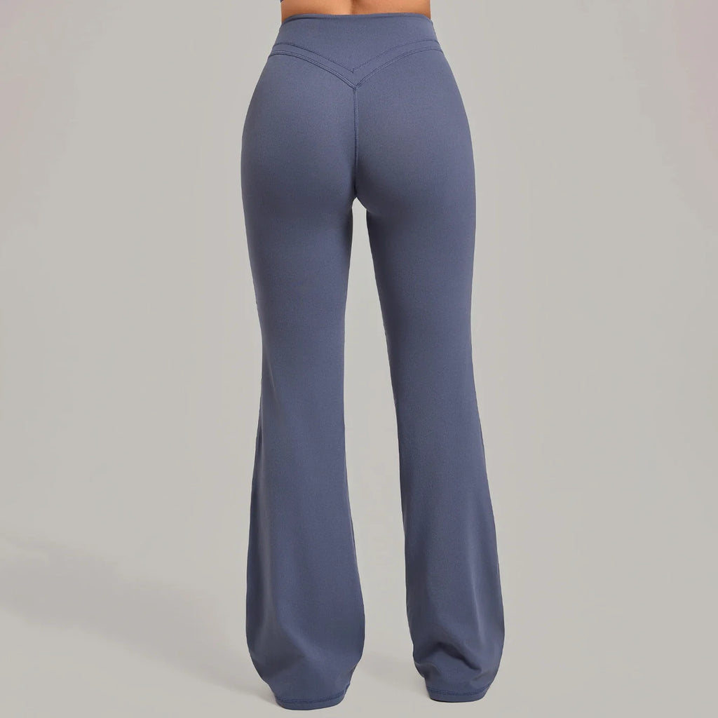 Pantalon de yoga évasé taille haute croisé pour femmes