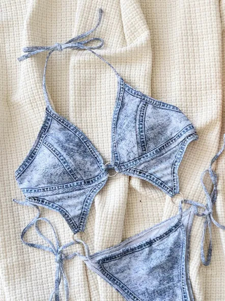 Maillot de bain une pièce imprimé jean