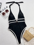Maillot de bain une pièce color block noir et blanc
