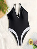 Maillot de bain noir sexy décolleté en V profond