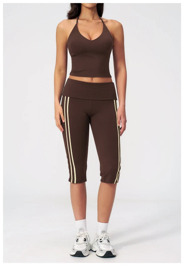 Capri pliant color-block ceinturé pour femme