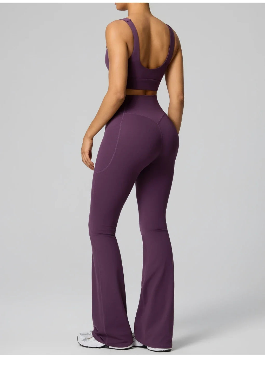 Pantalon de yoga évasé sculptant taille haute avec poches pour femme