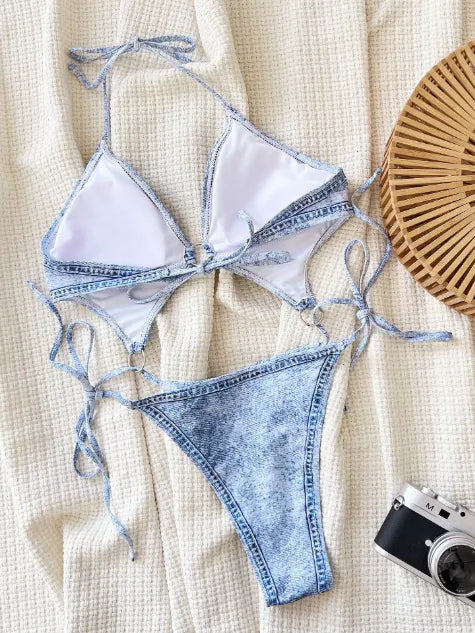 Maillot de bain une pièce imprimé jean