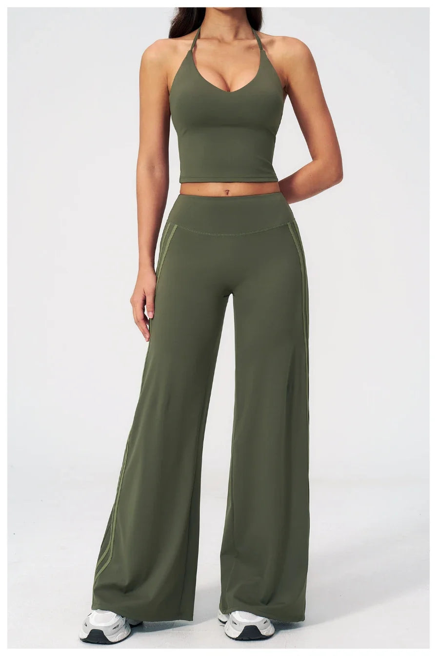 Pantalon de yoga ample color block pour femme