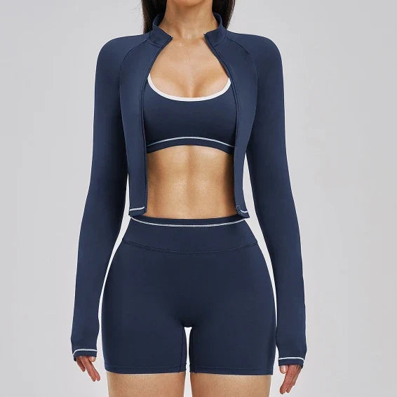 Veste de yoga brossée color block pour femme
