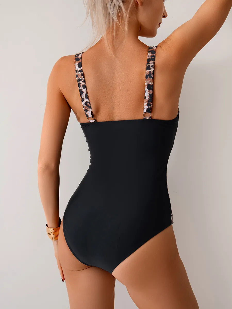 Maillot de bain une-pièce imprimé léopard
