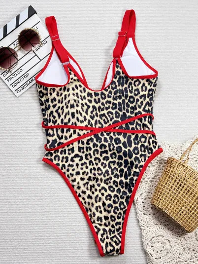 Maillot de bain bandeau imprimé léopard