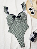 Maillot de bain une pièce à carreaux noirs et blancs