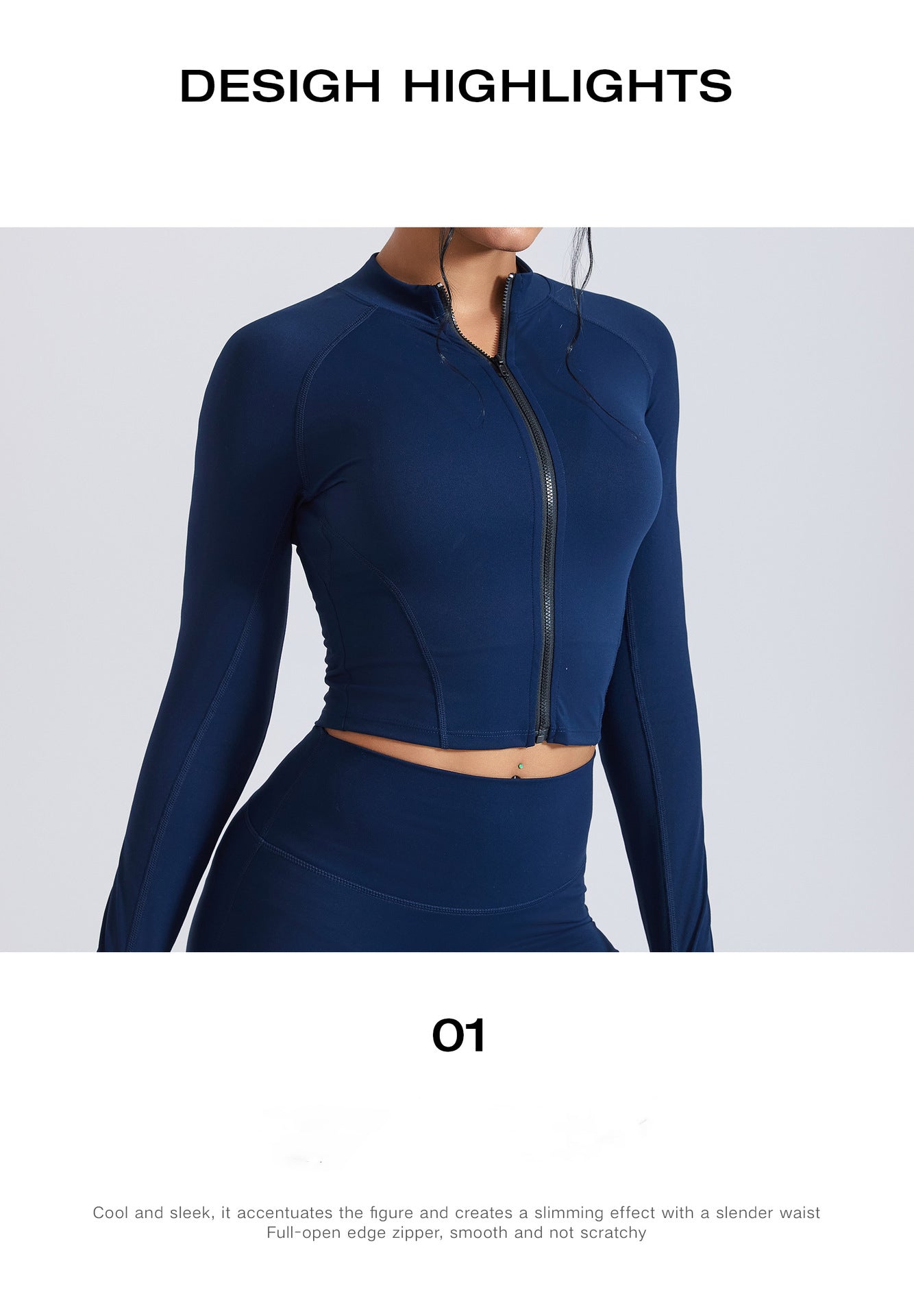 Veste de sport à col montant à séchage rapide pour femmes