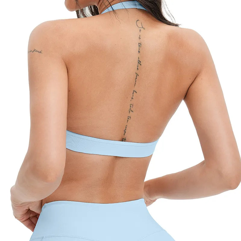 Soutien-gorge de sport de yoga en V croisé