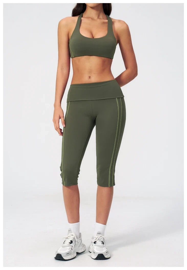 Capri pliant color-block ceinturé pour femme