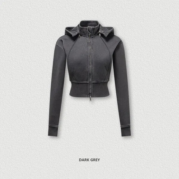 Veste rétro à capuche amovible pour femme