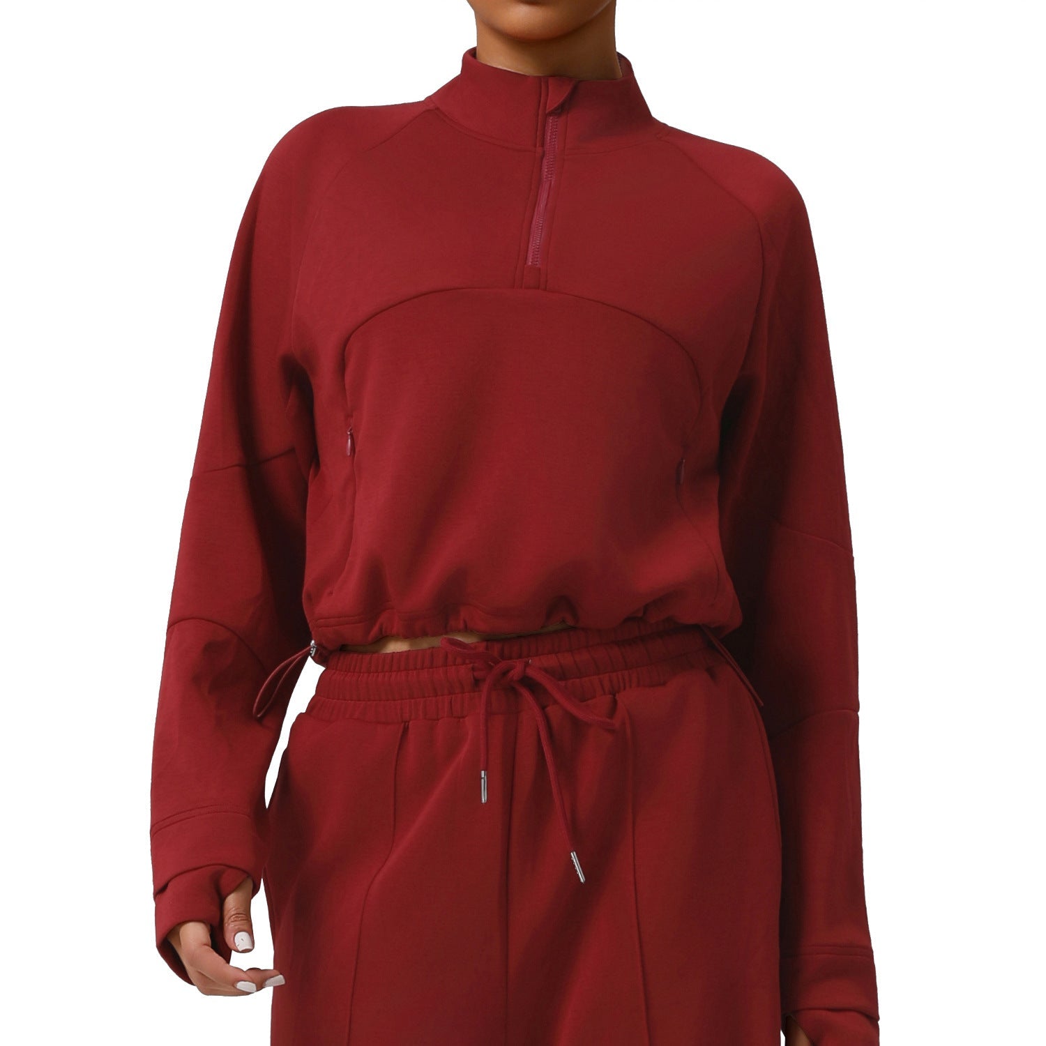 Sweatshirt thermique demi-zip pour femme