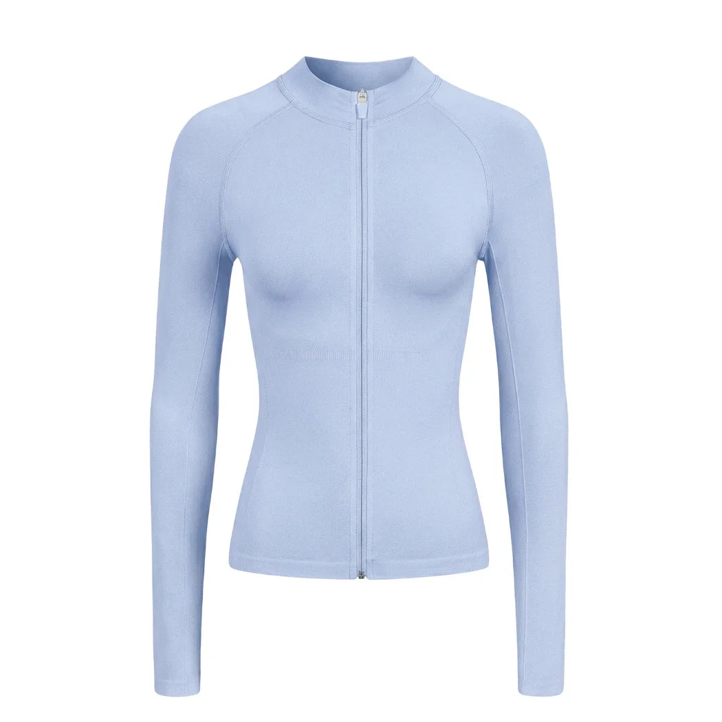 Veste de yoga et de fitness ajustée, sans coutures, seconde peau