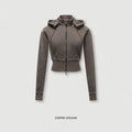 Veste rétro à capuche amovible pour femme
