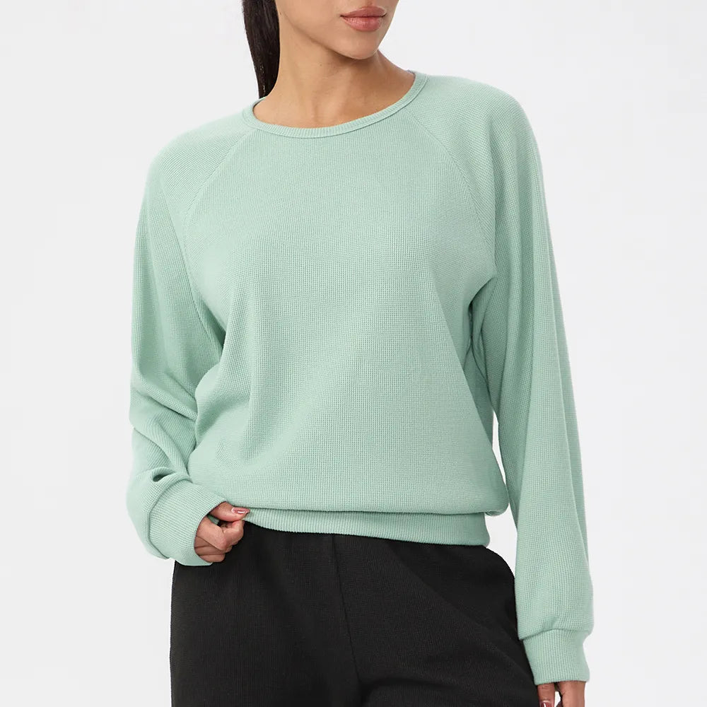 Sweat-shirt gaufré uni pour femme