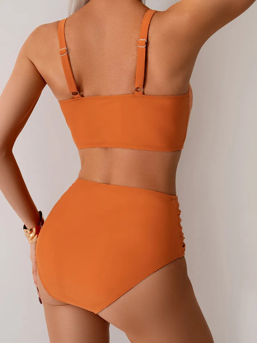 Maillot de bain à devant plissé torsadé et froncé