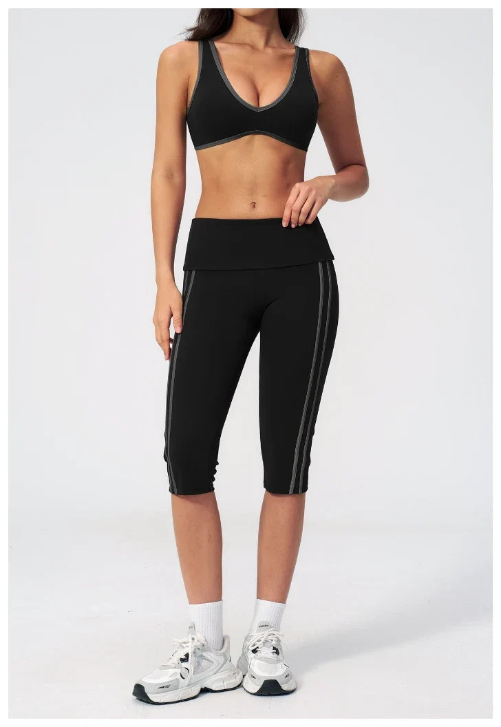 Capri pliant color-block ceinturé pour femme