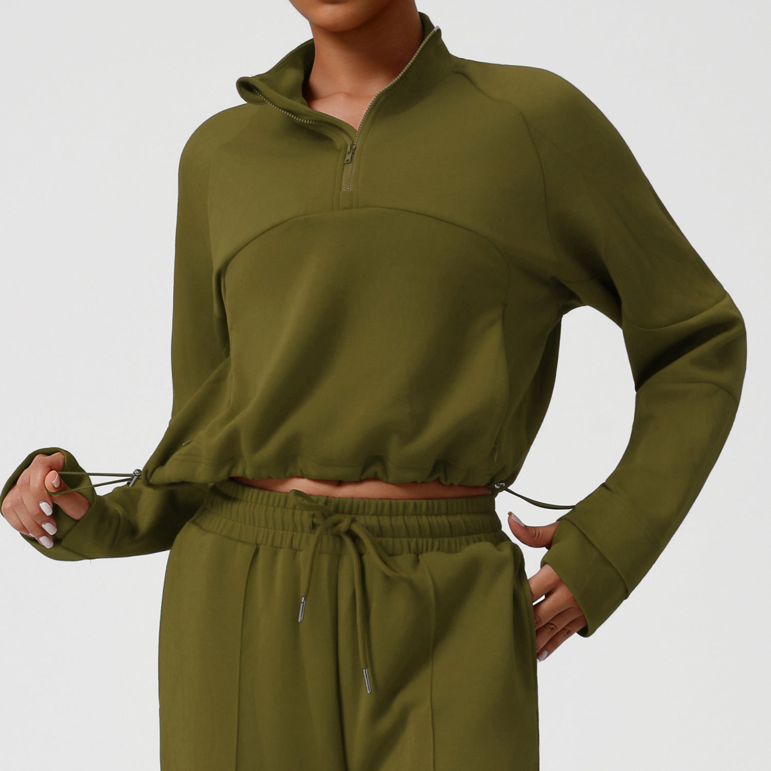 Sweatshirt thermique demi-zip pour femme