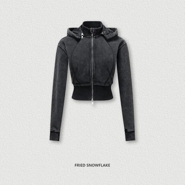 Veste rétro à capuche amovible pour femme