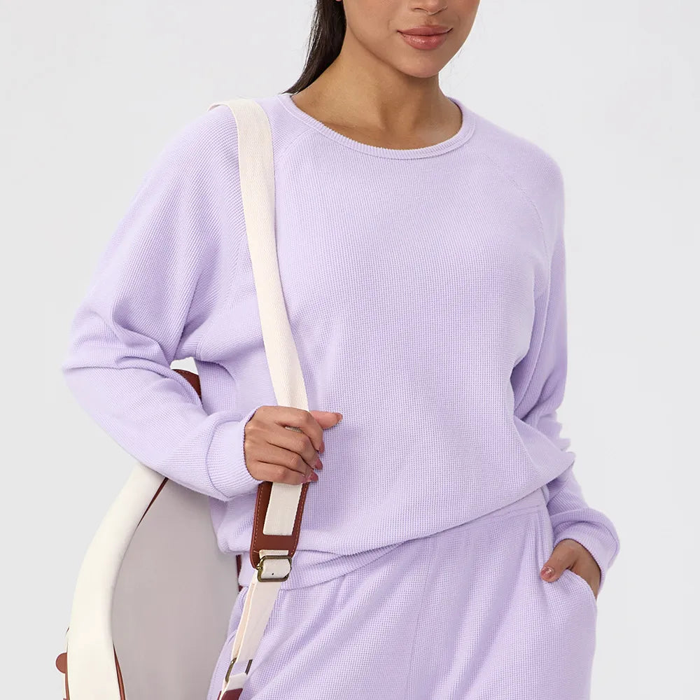 Sweat-shirt gaufré uni pour femme
