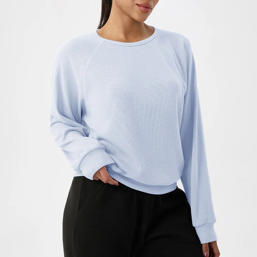 Sweat-shirt gaufré uni pour femme