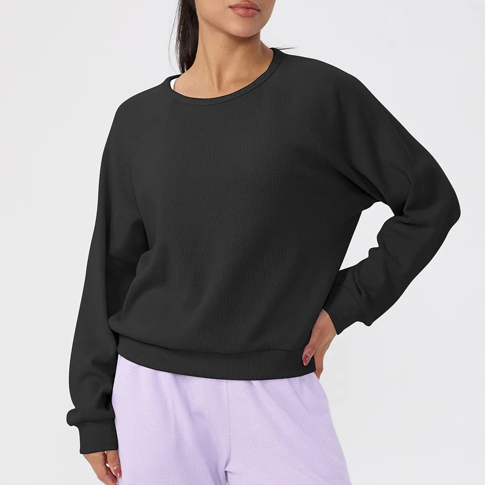 Sweat-shirt gaufré uni pour femme