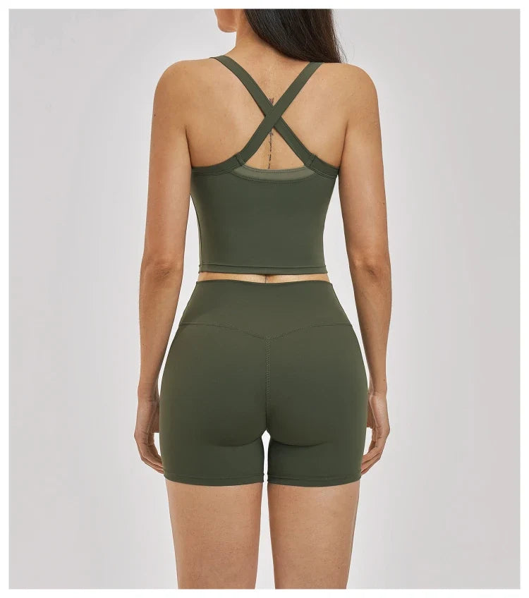 Débardeur de yoga 2-en-1 color block avec dos nageur pour femme