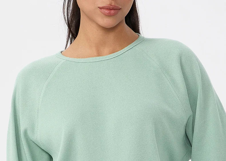 Sweat-shirt gaufré uni pour femme
