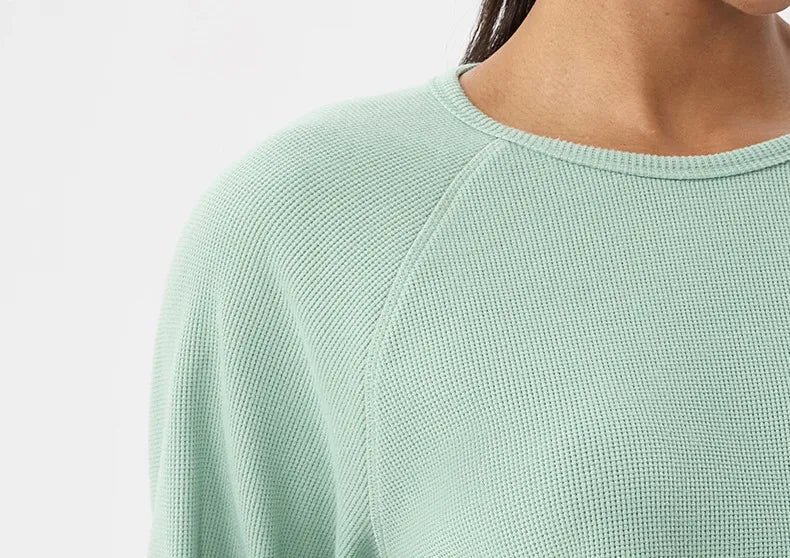 Sweat-shirt gaufré uni pour femme