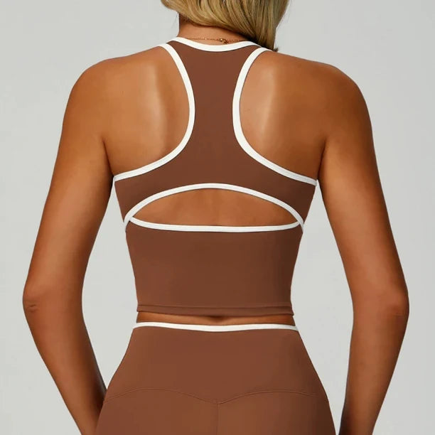 Débardeur de yoga dos nu color-block pour femme