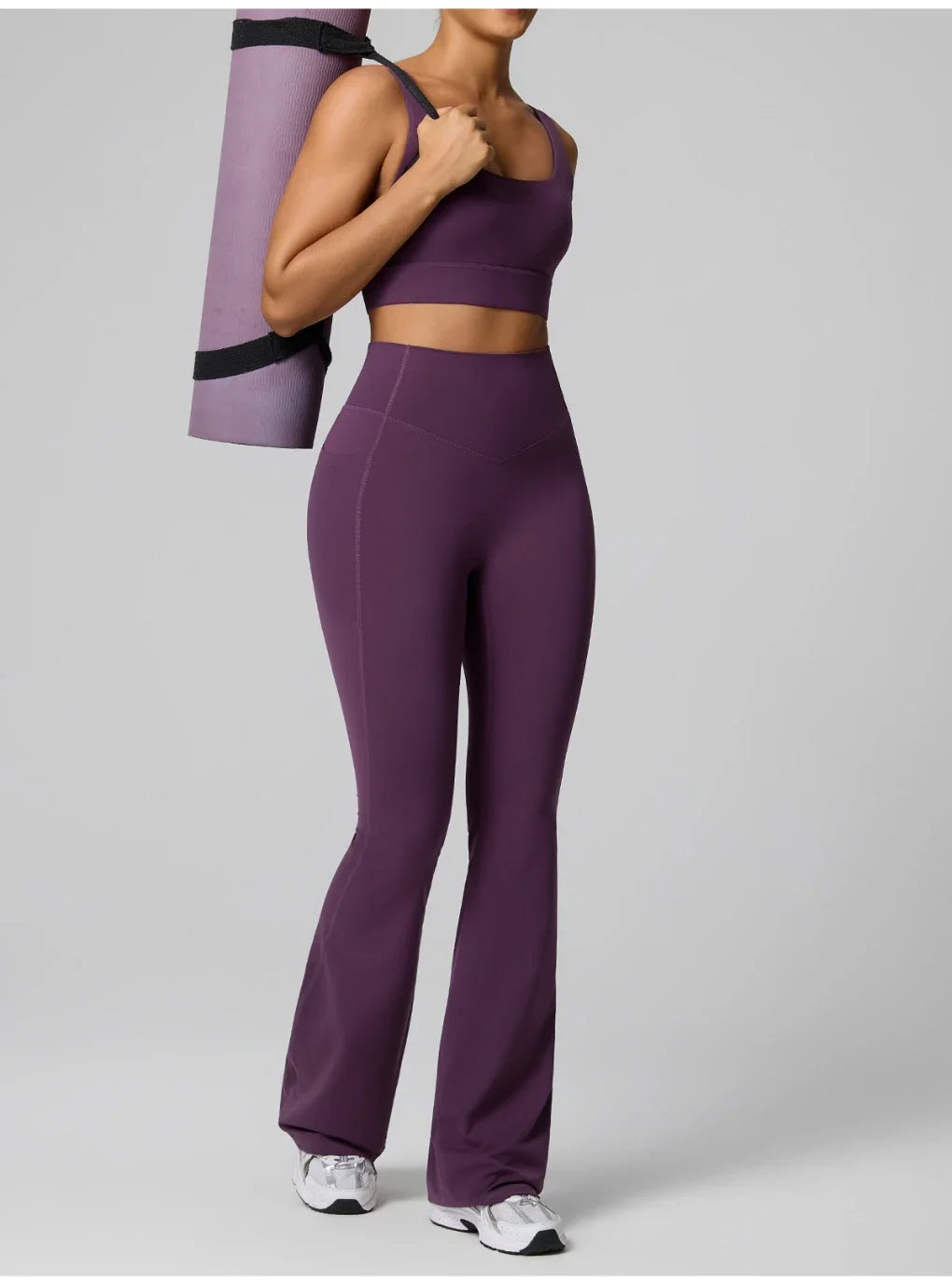 Pantalon de yoga évasé sculptant taille haute avec poches pour femme