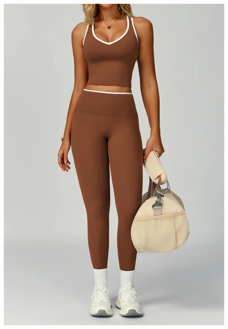 Débardeur de yoga dos nu color-block pour femme