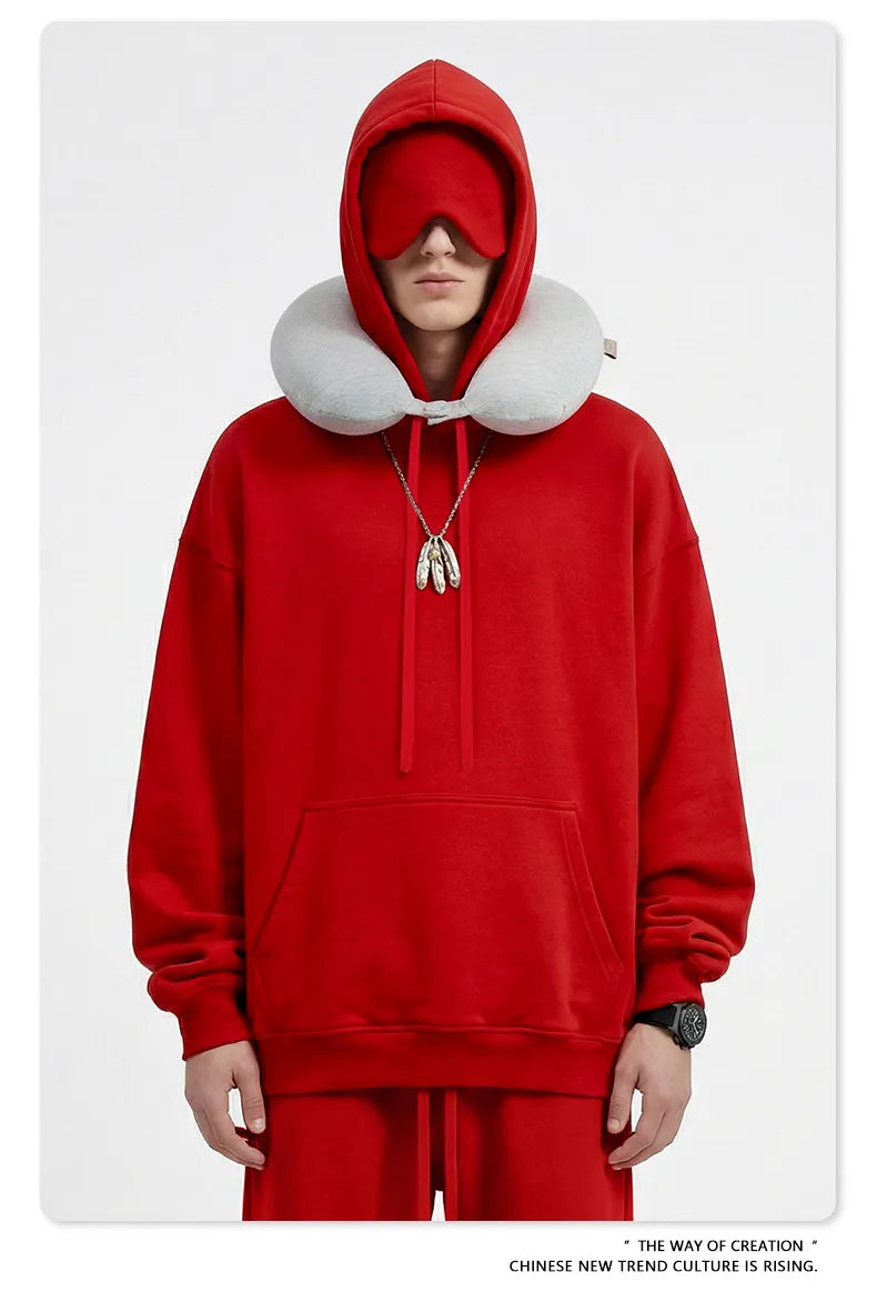 Sweat-shirt à capuche uni pour homme avec cache-œil