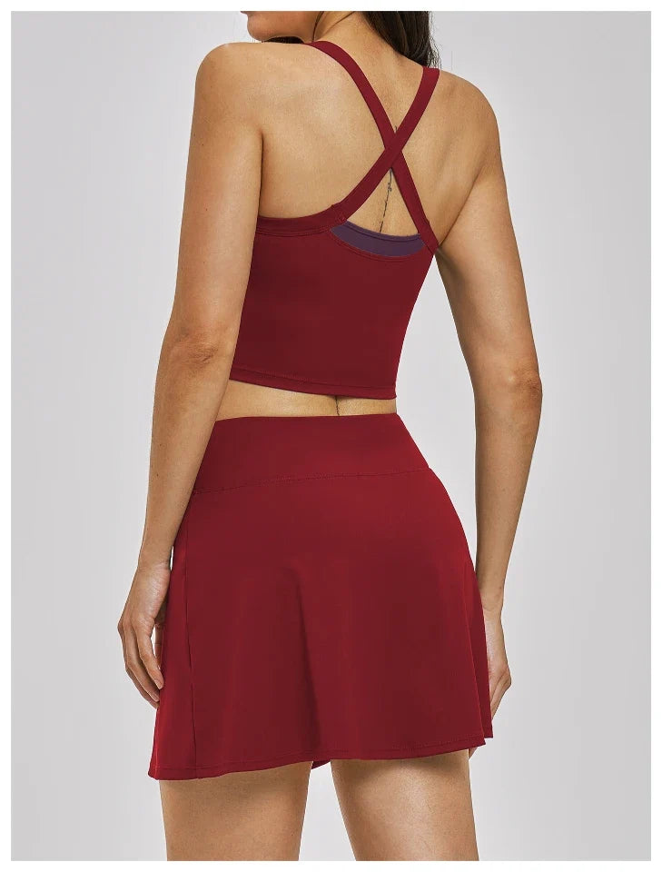 Débardeur de yoga 2-en-1 color block avec dos nageur pour femme