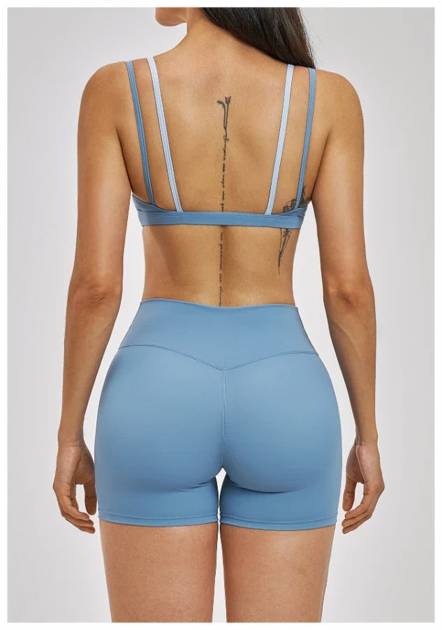 Soutien-gorge de yoga dégradé bicolore double-couche effet deux pièces pour femme
