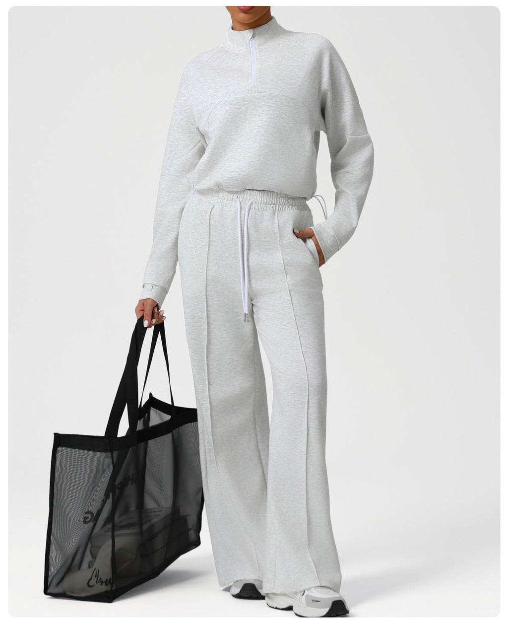 Sweatshirt thermique demi-zip pour femme