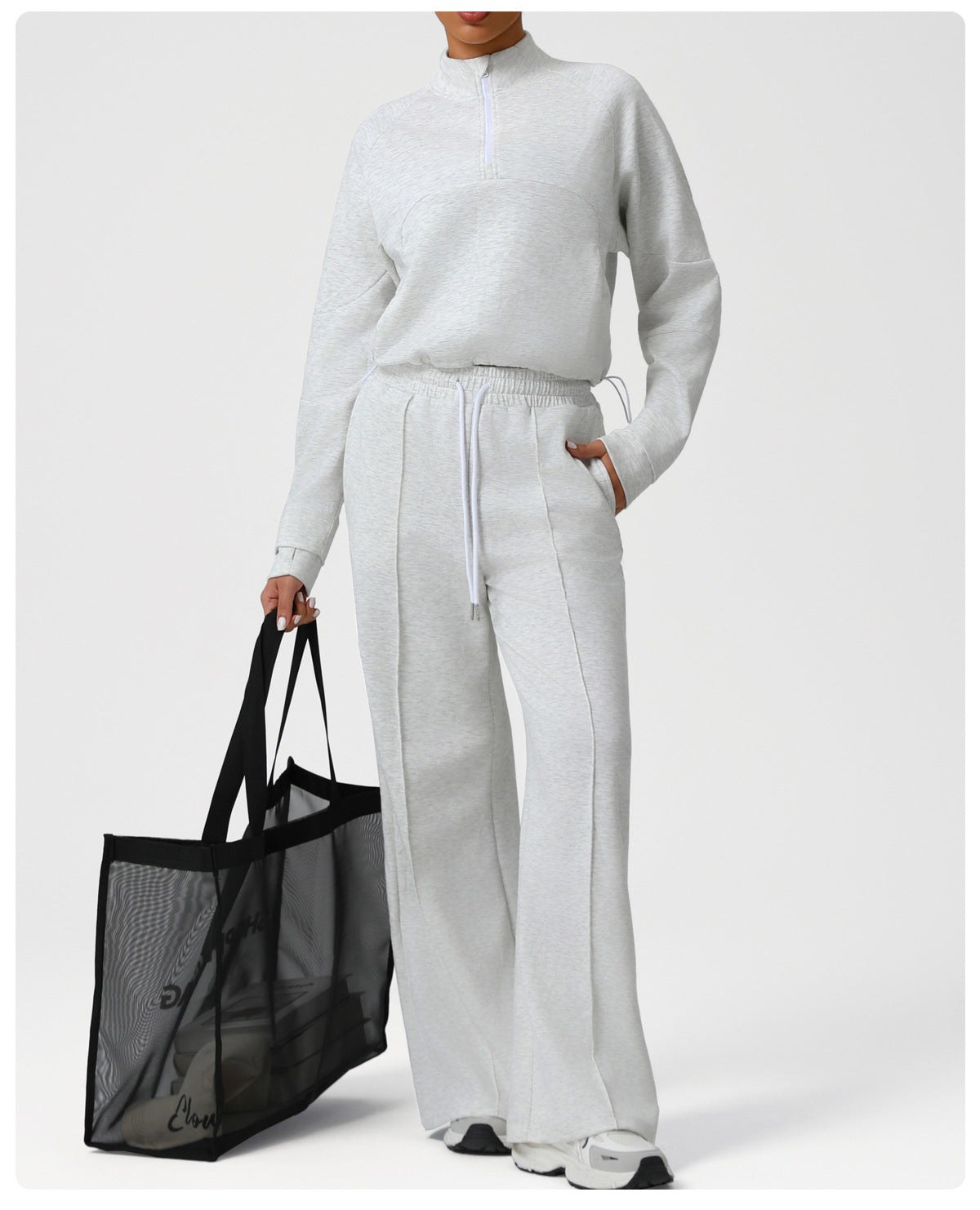 Sweatshirt thermique demi-zip pour femme