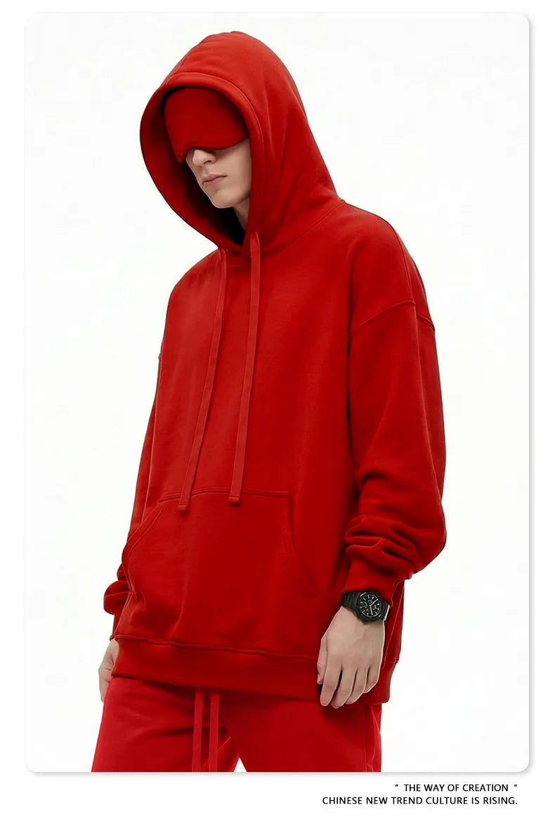 Sweat-shirt à capuche uni pour homme avec cache-œil
