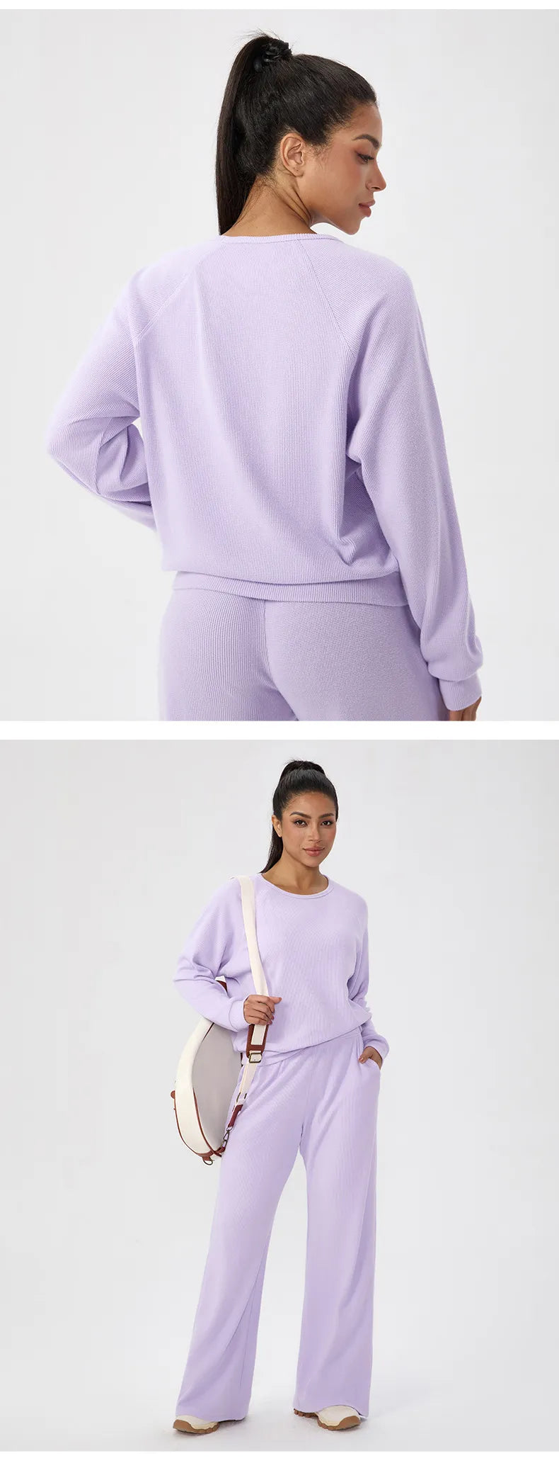 Sweat-shirt gaufré uni pour femme