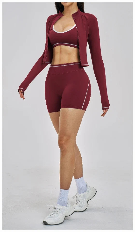 Veste de yoga brossée color block pour femme