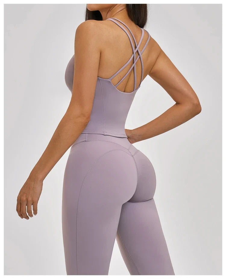Gilet de sport de yoga dos croisé pour femmes