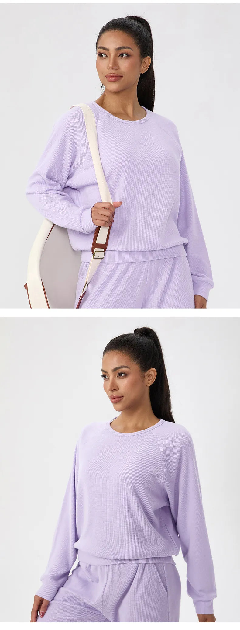 Sweat-shirt gaufré uni pour femme
