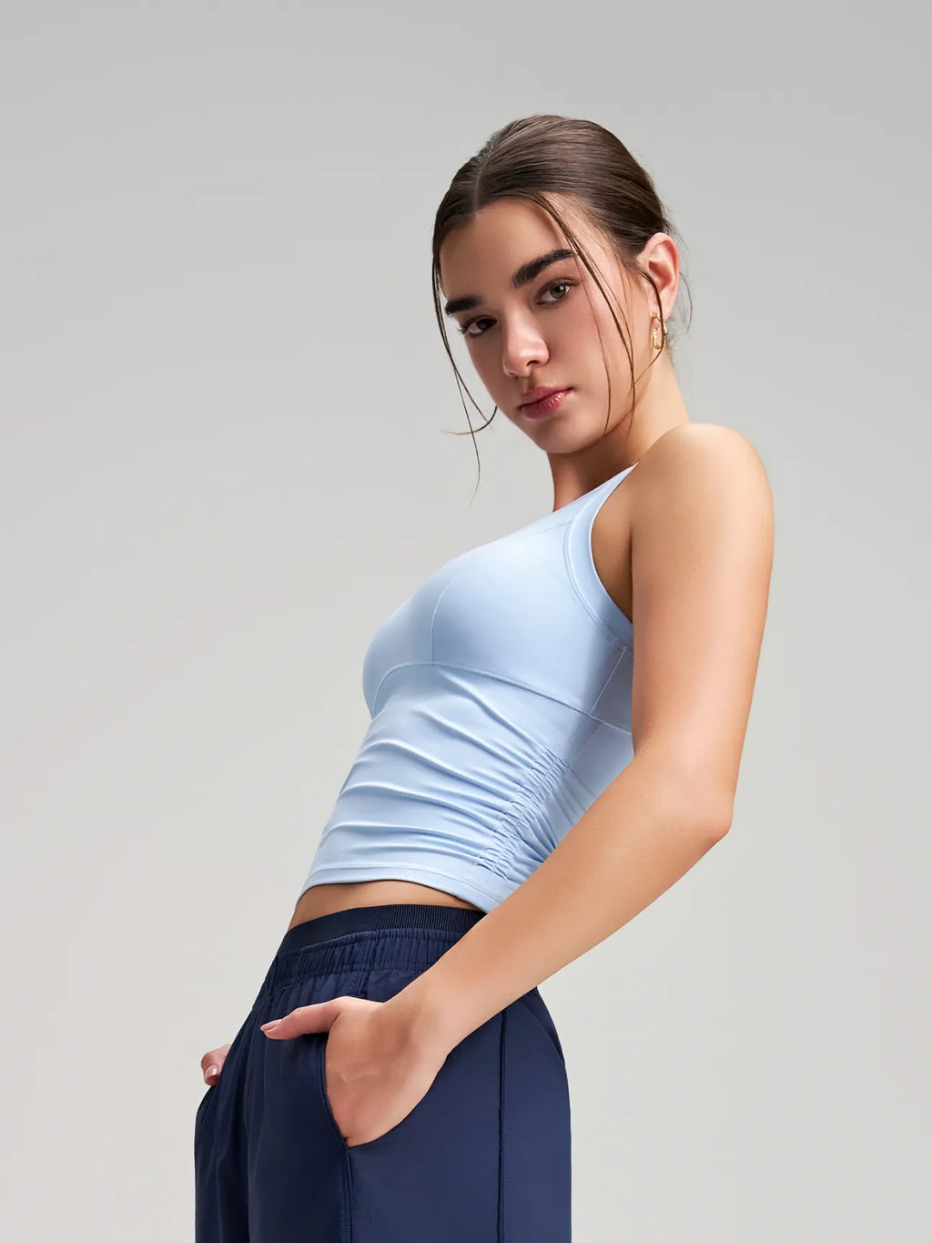 Nouveau gilet de yoga et de fitness amincissant à taille plissée